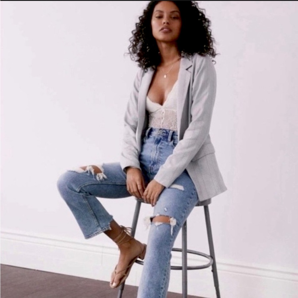 Abercrombie and Fitch Drapey Blazer in Grey Plaid